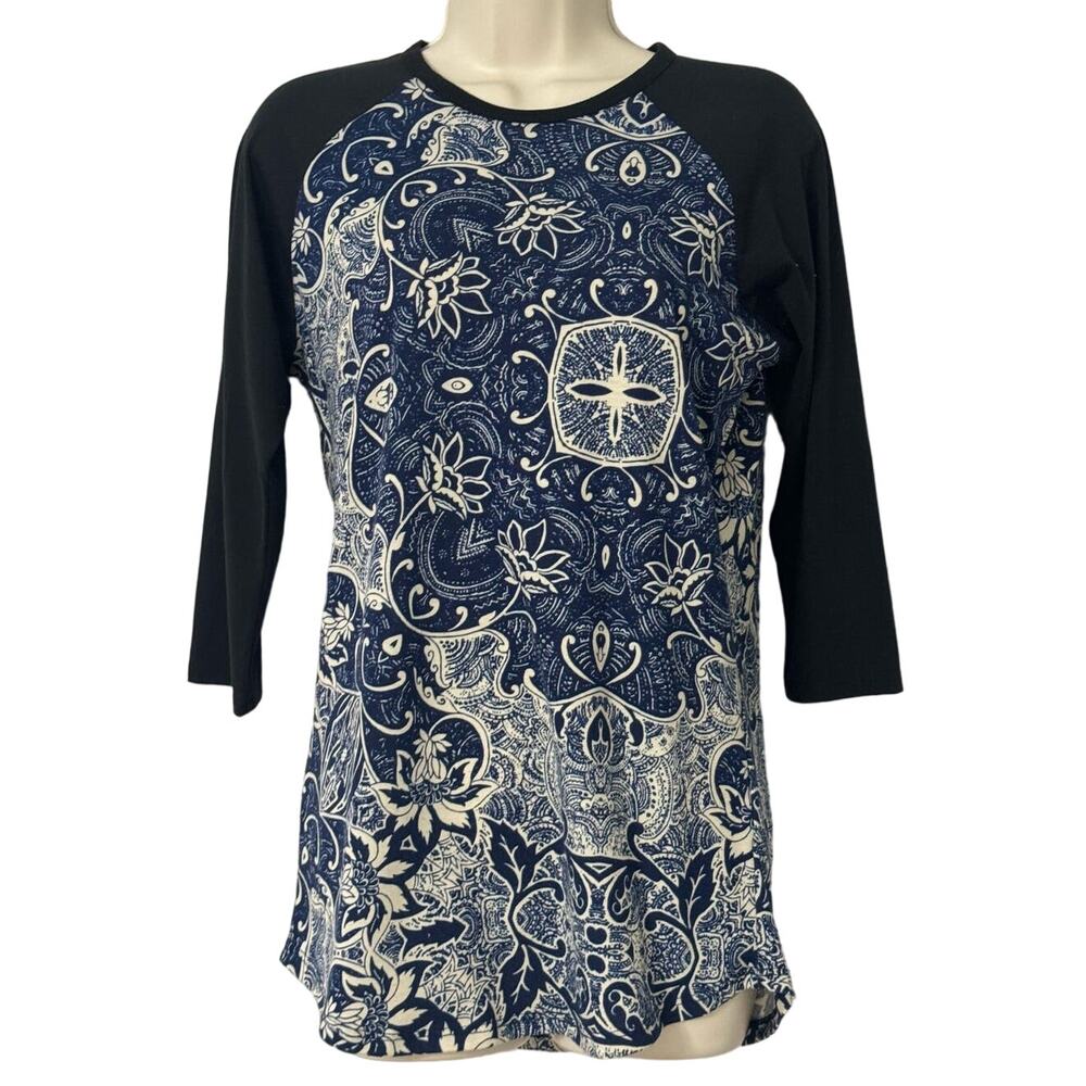 LuLaRoe Womens Randy Knit Tee Navy/Black Sz S‎